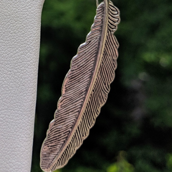 Feather Earrings Set in Sterling Silver Ear Wires - Picture 2 of 6